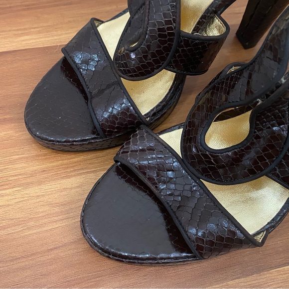 COACH “Ivanah” Python Leather Chestnut Brown High Heels Sandals Size 7.5B - Picture 2 of 16